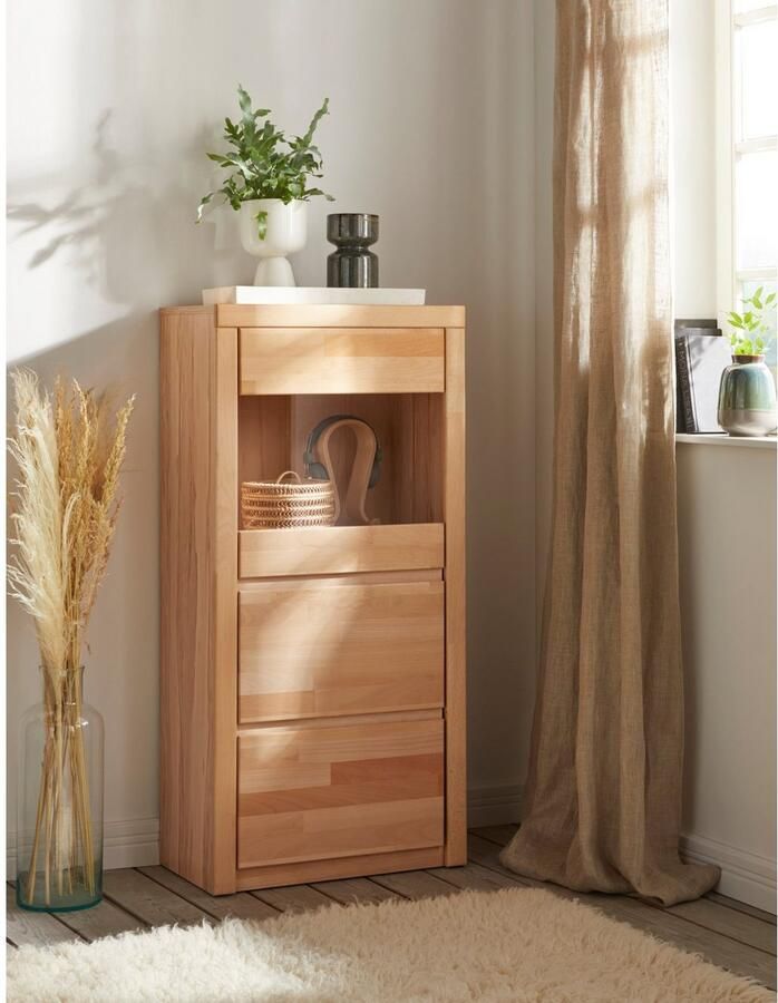 Home affaire Vitrinekast Silkeborg mooie greeploze look gedeeltelijk massief