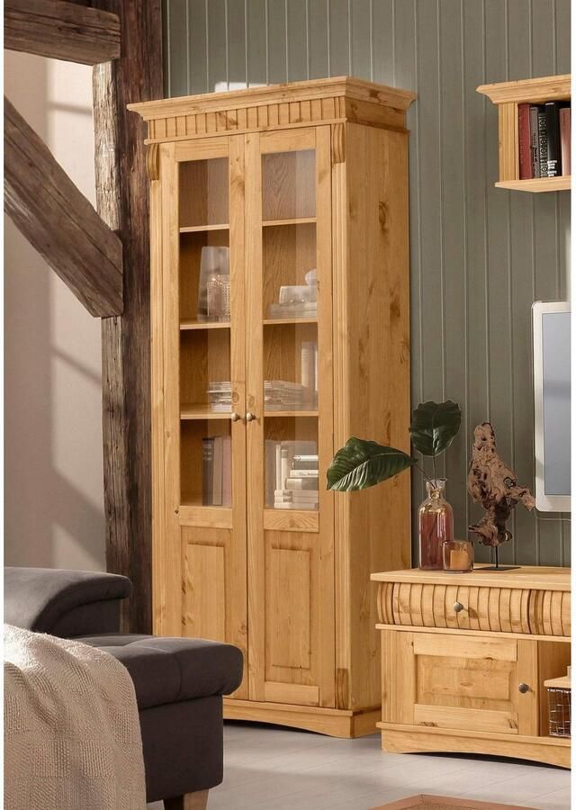 Home affaire Vitrinekast Teresa met 2 glazen deuren hoogte 193 cm van massief grenen fsc - Foto 2