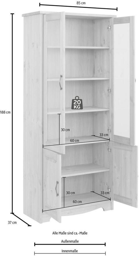 Home affaire Vitrinekast Trinidad 4-deurs breedte 85 cm - Foto 5