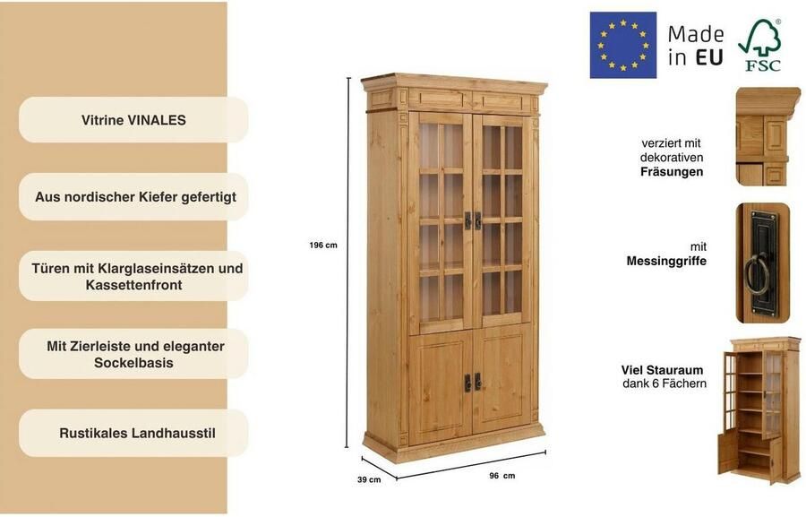 Home affaire Vitrinekast Vinales hoogte 196 cm - Foto 3