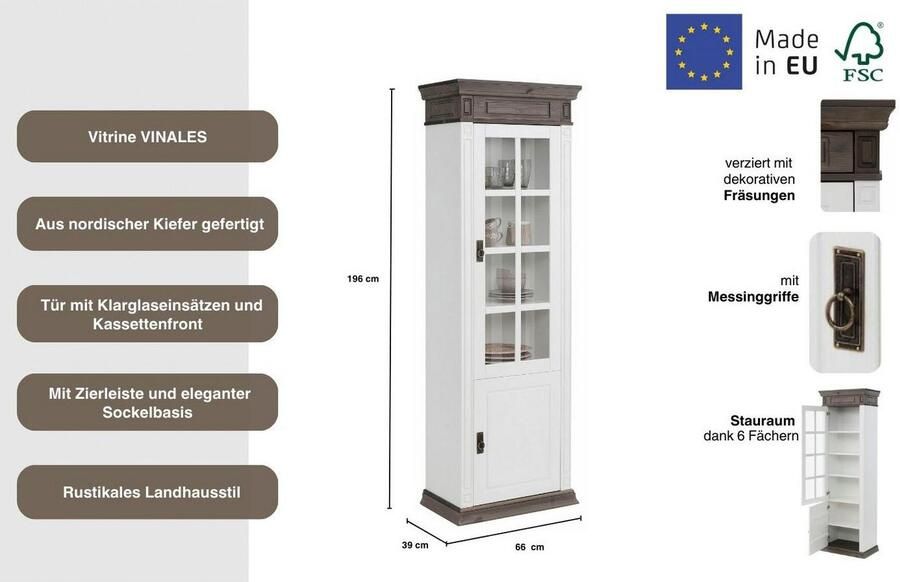Home affaire Vitrinekast Vinales hoogte 196 cm - Foto 4