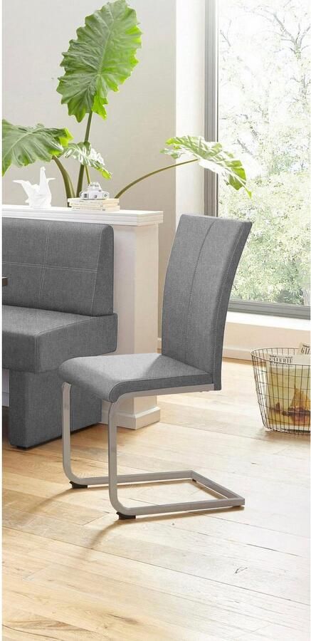 Home affaire Vrijdragende stoel Nils Stoel belastbaar tot 120 kg frame metaal in chroom-look of zwart (set 2 stuks) - Foto 4