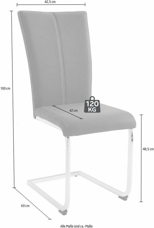 Home affaire Vrijdragende stoel Nils Stoel belastbaar tot 120 kg frame metaal in chroom-look of zwart (set 2 stuks)