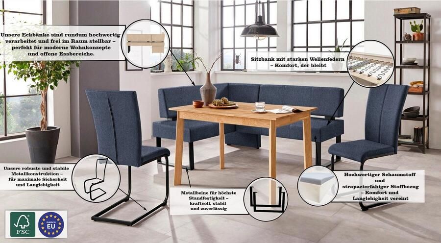 Home affaire Hoekbank Oliver met metalen frame keukenbank verschillende hoezen cord eetkamerbank ottos choice - Foto 3