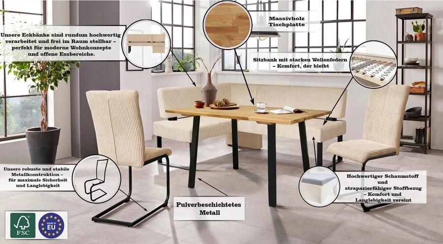 Home affaire Hoekbank Oliver met metalen frame keukenbank verschillende hoezen cord eetkamerbank ottos choice - Foto 7