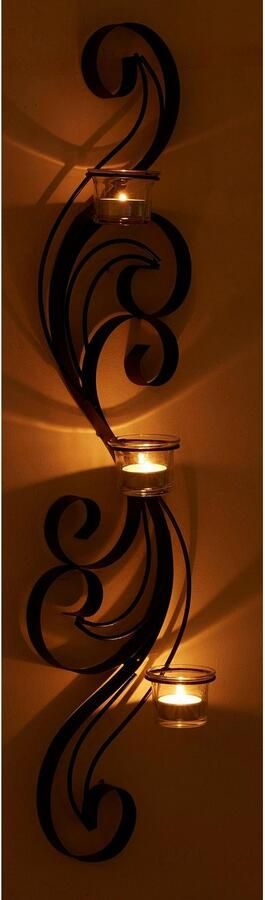 Home affaire Wandkaarsenhouder Hana zwart Landhuis metaal zwart - Foto 7