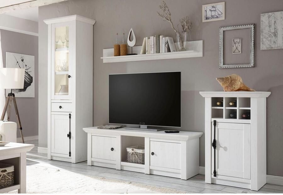 Home affaire Wandmeubel California bestaand uit vitrinekast tv-meubel wandrek kast (set 4 stuks) - Foto 3