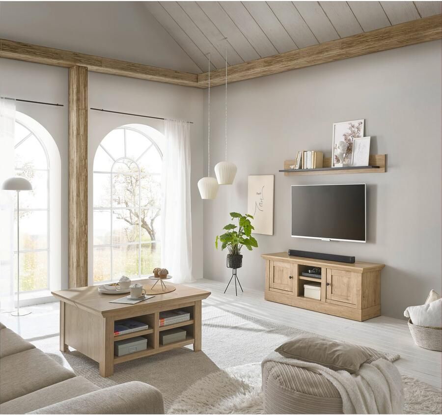 Home affaire Wandmeubel Cornwall opbouwwand in landelijke stijl woonkamer-set eiken decor (set 2-delig)