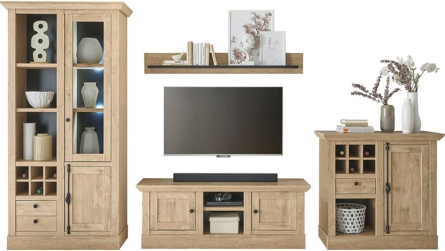 Home affaire Wandmeubel Cornwall opbouwwand in landelijke stijl woonkamer-set eiken decor (set 4-delig) - Foto 15