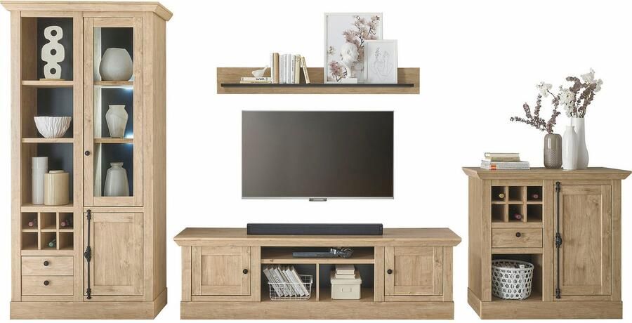 Home affaire Wandmeubel Cornwall opbouwwand in landelijke stijl woonkamer-set eiken decor (set 4-delig) - Foto 15