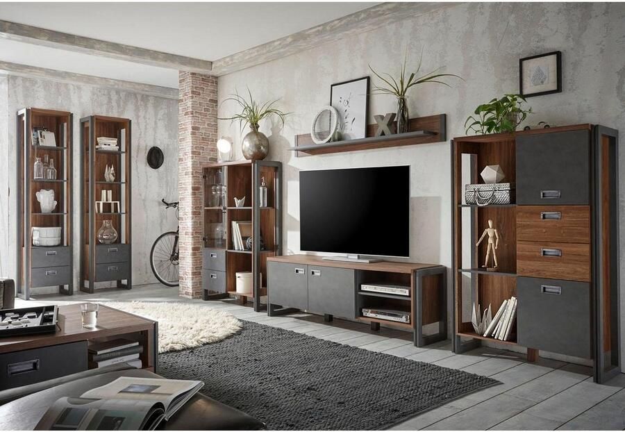 Home affaire Wandmeubel Detroit set 2 in een trendy industriële look (set 4-delig) - Foto 2