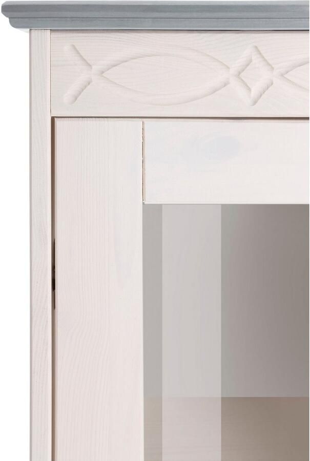 Home affaire Wandmeubel Indra 4-delig set: vitrinekast lowboard wand- & staande plank massief dennenhout (set 4-delig) - Foto 4