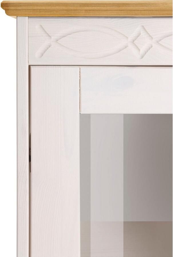 Home affaire Wandmeubel Indra 4-delig set: vitrinekast lowboard wand- & staande plank massief dennenhout (set 4-delig) - Foto 3