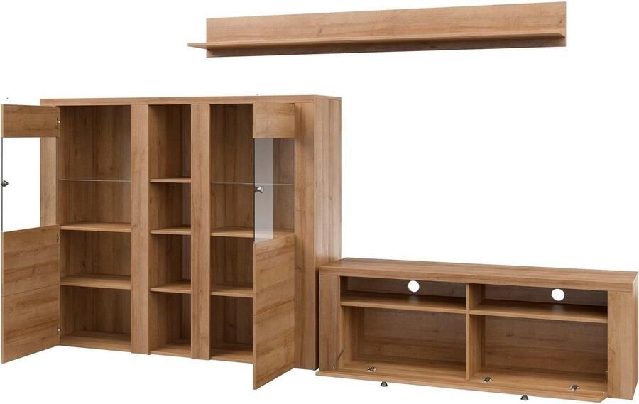 Home affaire Wandmeubel Larona Woonwand 3-delig set bestaande uit 1 tv-kast 1 hoge kast 1 wandplank (3 stuks) - Foto 4