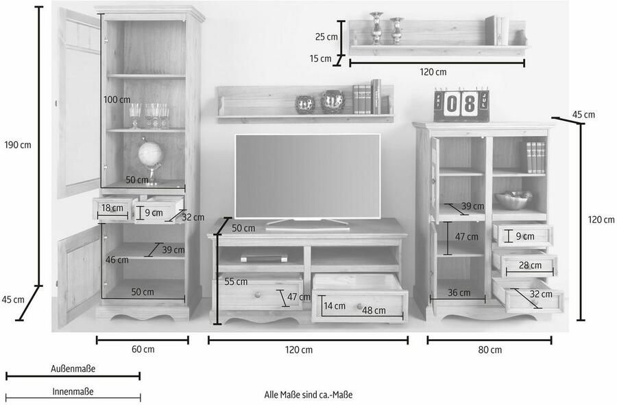 Home affaire Wandmeubel MELISSA (set 5 stuks)