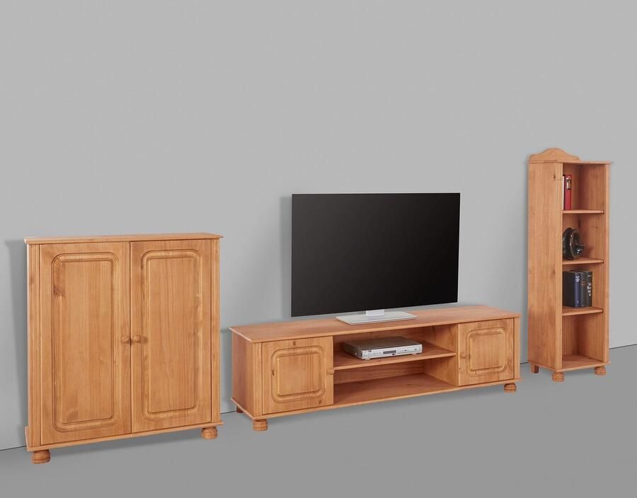 Home affaire Wandmeubel Mette 1 halfhoge kast 1 boekenkast en 1 tv-meubel zonder wandboard (3-delig)