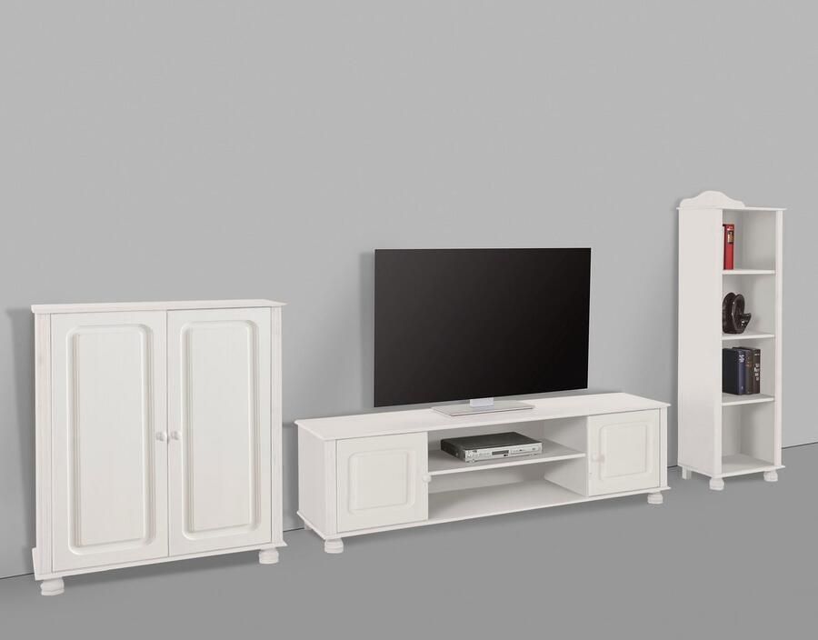 Home affaire Wandmeubel Mette 1 halfhoge kast 1 boekenkast en 1 tv-meubel zonder wandboard (3-delig)