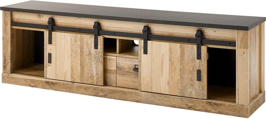 Home affaire Wandmeubel Sherwood Schuurdeurbeslag en apothekersgrepen van metaal hoogte 201 cm (3 stuks) - Foto 10