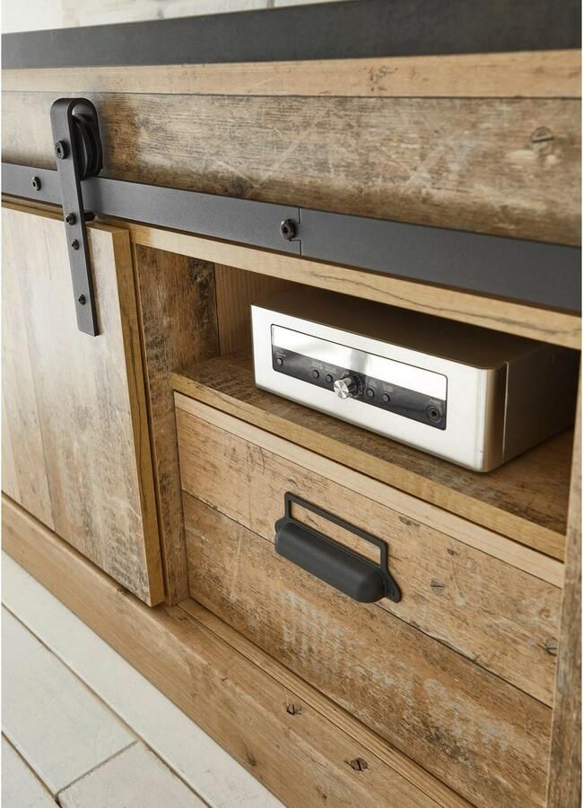 Home affaire Wandmeubel Sherwood met schuurdeurbeslag apothekersgrepen van metaal breedte ca. 272 cm (3-delig) - Foto 5