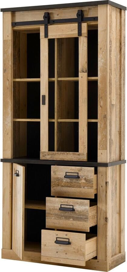 Home affaire Wandmeubel Sherwood Schuurdeurbeslag en apothekersgrepen van metaal hoogte 201 cm (2-delig) - Foto 9