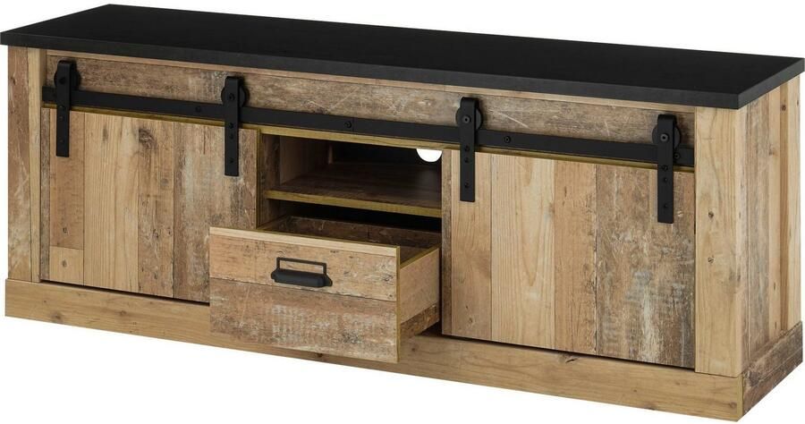 Home affaire Wandmeubel Sherwood met schuurdeurbeslag apothekersgrepen van metaal breedte ca. 388 cm (4 stuks) - Foto 11