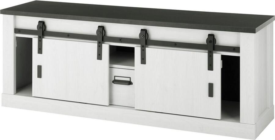 Home affaire Wandmeubel Sherwood met schuurdeurbeslag apothekersgrepen van metaal breedte ca. 388 cm (4 stuks) - Foto 9