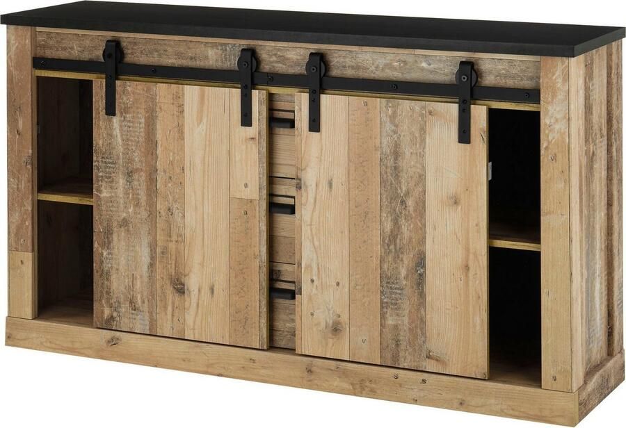 Home affaire Wandmeubel Sherwood Schuurdeurbeslag en apothekersgrepen van metaal hoogte 201 cm (2 stuks) - Foto 6