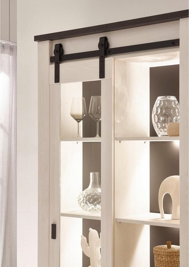 Home affaire Wandmeubel Sherwood Schuurdeurbeslag en apothekersgrepen van metaal hoogte 201 cm (2-delig) - Foto 5