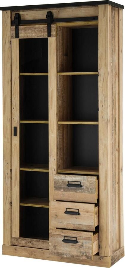 Home affaire Wandmeubel Sherwood Schuurdeurbeslag en apothekersgrepen van metaal hoogte 201 cm (2-delig) - Foto 11