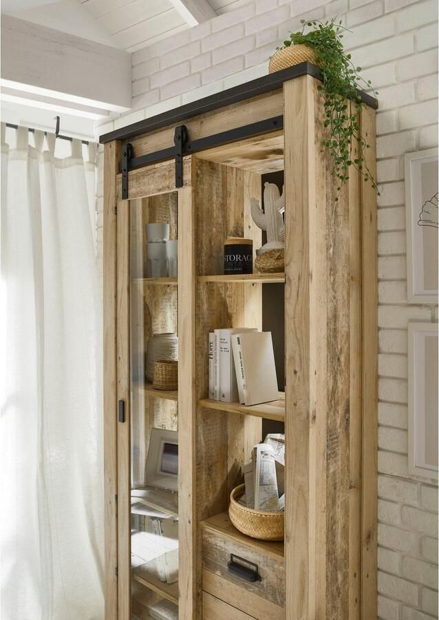 Home affaire Wandmeubel Sherwood Schuurdeurbeslag en apothekersgrepen van metaal hoogte 201 cm (2-delig) - Foto 6