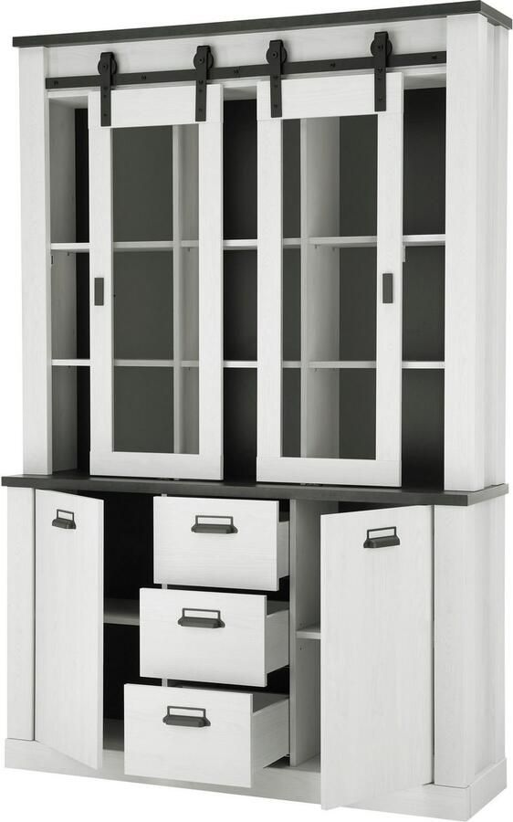 Home affaire Wandmeubel Sherwood Schuurdeurbeslag en apothekersgrepen van metaal hoogte 201 cm (2 stuks) - Foto 8