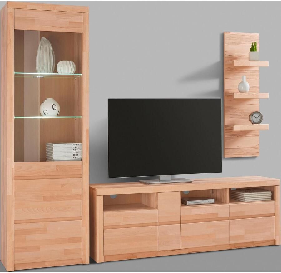 Home affaire Wandmeubel Silkeborg gedeeltelijk massief hout (set 3-delig)