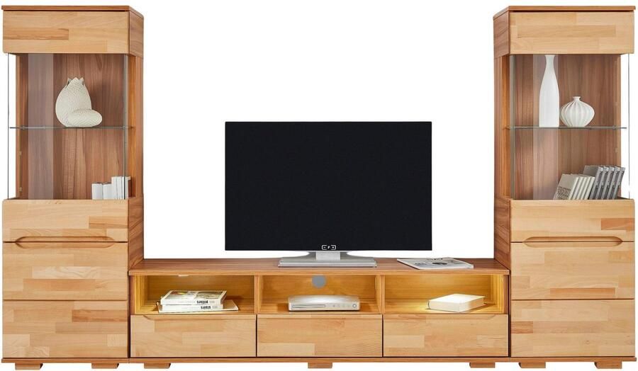 Home affaire Wandmeubel Vetro fronten massief hout lichaam houtvezelplaat gripgaten Vloeren gedeeltelijk verplaatsbaar kabeldoorvoer bij TV gedeelte (set 3 stuks) - Foto 7