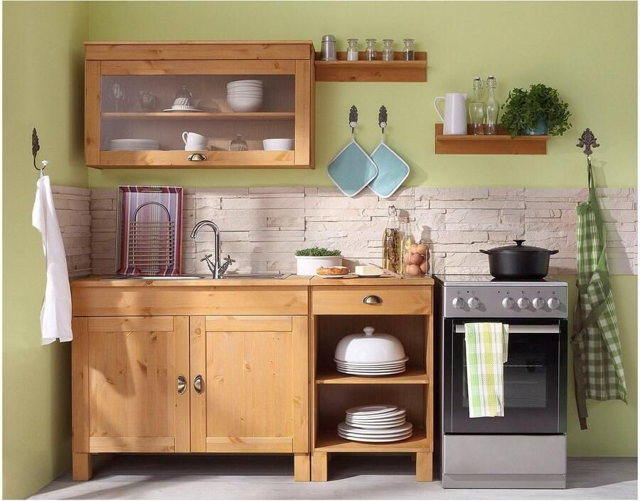 Home affaire Hangend kastje met glasdeur Oslo 100 cm breed van grenen 1 klep metalen greep landhuis-look