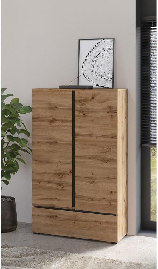 Home affaire Waskast Cross moderne greeploze kledingkast Multifunctionele kast draaideurkast met 1 lade 3 kleuren beschikbaar - Foto 2