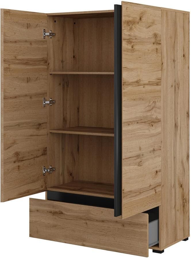 Home affaire Waskast Cross moderne greeploze kledingkast Multifunctionele kast draaideurkast met 1 lade 3 kleuren beschikbaar