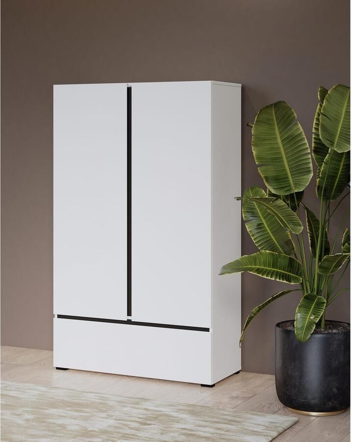 Home affaire Waskast Cross moderne greeploze kledingkast Multifunctionele kast draaideurkast met 1 lade 3 kleuren beschikbaar