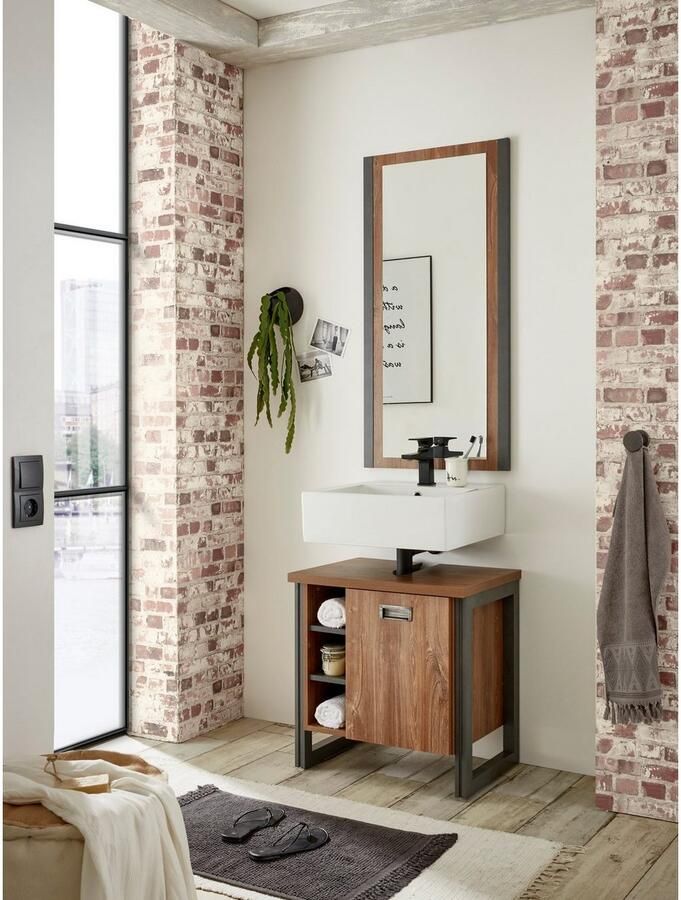 Home affaire Wastafelonderkast Detroit wastafel met apothekershandgreep badkamerkast in industriële stijl - Foto 5