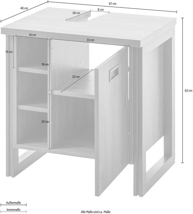 Home affaire Wastafelonderkast Detroit wastafel met apothekershandgreep badkamerkast in industriële stijl - Foto 3