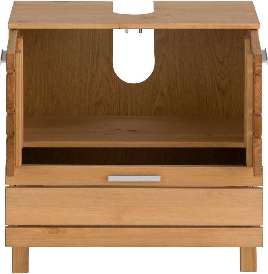 Home affaire Wastafelonderkast Josie Breedte 60 van massief hout metalen grepen 1 lade & 2 deuren