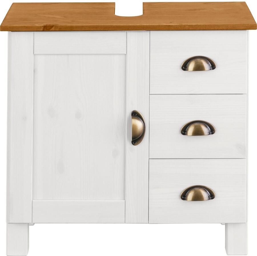 Home affaire Wastafelonderkast Oslo Grenen 1 deur en 3 laden breedte 60 cm hoogte 55 cm