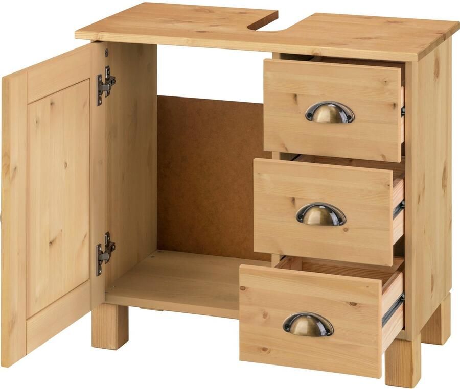 Home affaire Wastafelonderkast Oslo Grenen 1 deur en 3 laden breedte 60 cm hoogte 55 cm - Foto 5