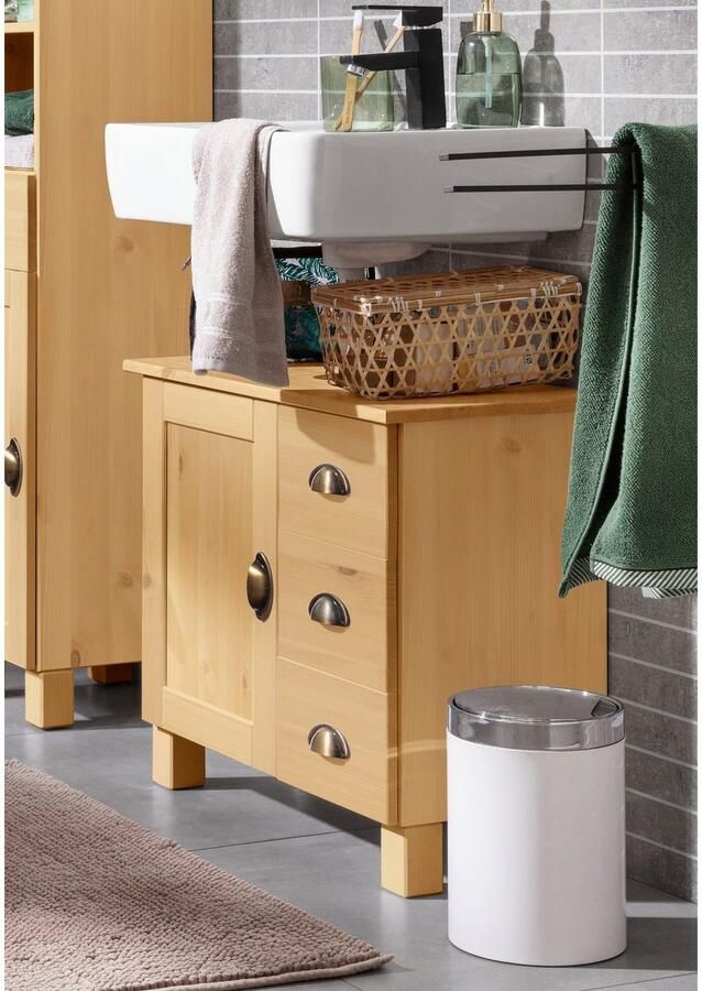 Home affaire Wastafelonderkast Oslo Grenen 1 deur en 3 laden breedte 60 cm hoogte 55 cm - Foto 5