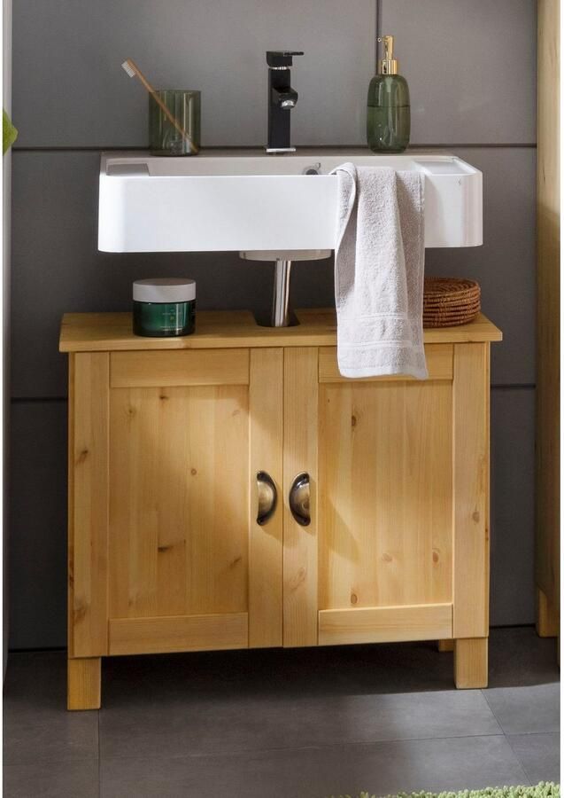 Home affaire Wastafelonderkast Oslo in massief grenen met 2 deuren breedte 70 cm hoogte 55 cm - Foto 5