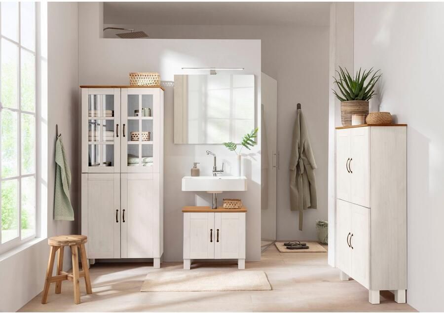 Home affaire Wastafelonderkast Rodby Massief FSC -gecertificeerd hout grepen metaal breedte 60 cm hoogte 55 cm - Foto 5