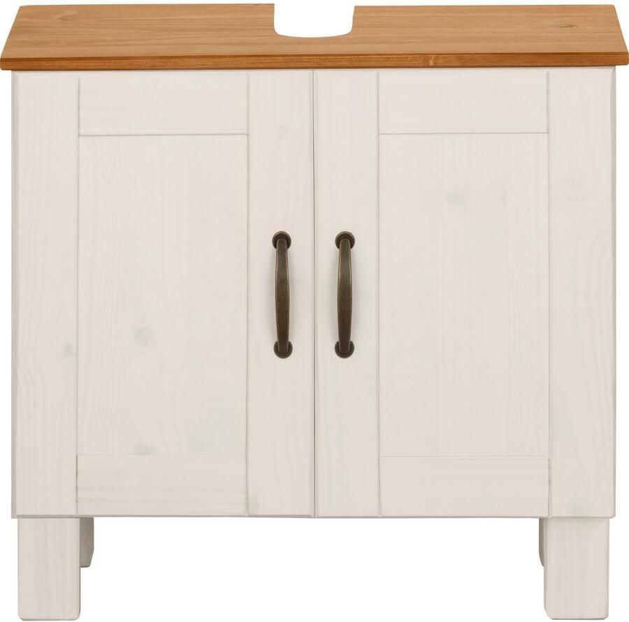 Home affaire Wastafelonderkast Rodby Massief FSC -gecertificeerd hout grepen metaal breedte 60 cm hoogte 55 cm