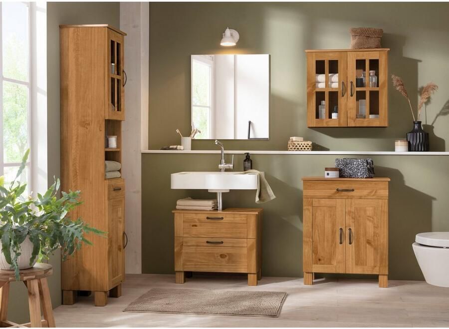 Home affaire Wastafelonderkast Rodby Massief FSC -gecertificeerd hout grepen metaal breedte 60 cm hoogte 55 cm - Foto 5