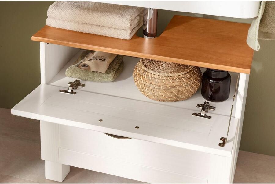 Home affaire Wastafelonderkast Rodby Massief FSC -gecertificeerd hout grepen metaal breedte 60 cm hoogte 55 cm - Foto 6
