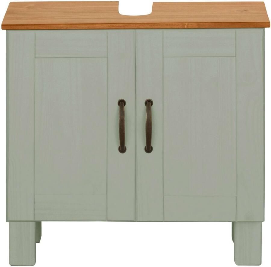 Home affaire Wastafelonderkast Rodby Massief FSC -gecertificeerd hout grepen metaal breedte 60 cm hoogte 55 cm