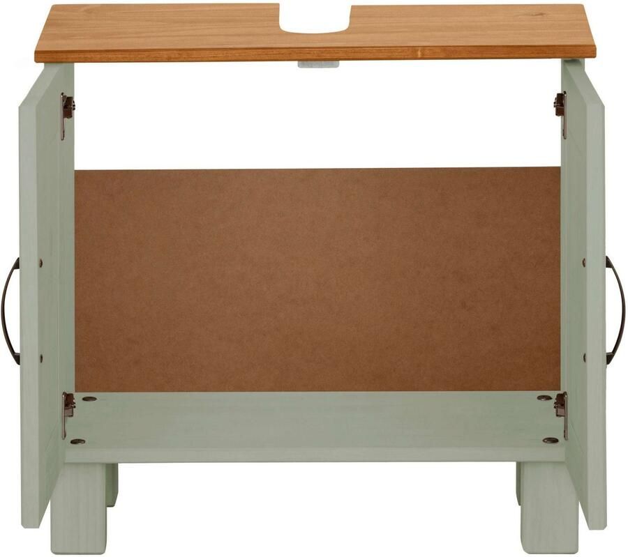 Home affaire Wastafelonderkast Rodby Massief FSC -gecertificeerd hout grepen metaal breedte 60 cm hoogte 55 cm - Foto 2